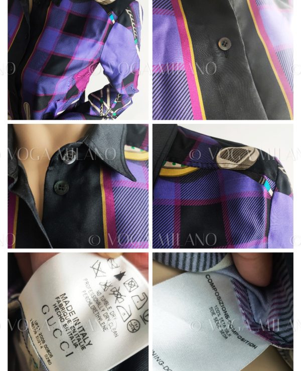 GUCCI Rare golf print shirt 100% silk 42 IT - immagine 3