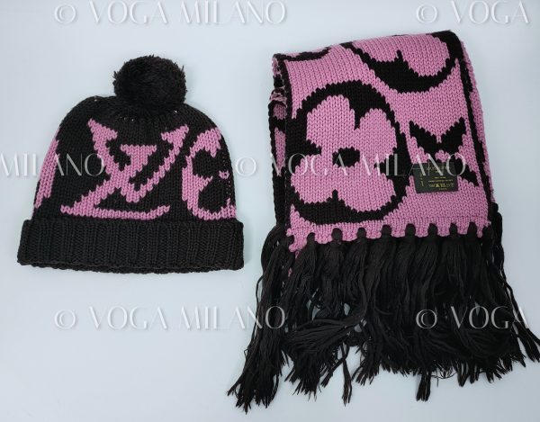 LOUIS VUITTON Fringe Mng Logo scarf+beanie - immagine 6