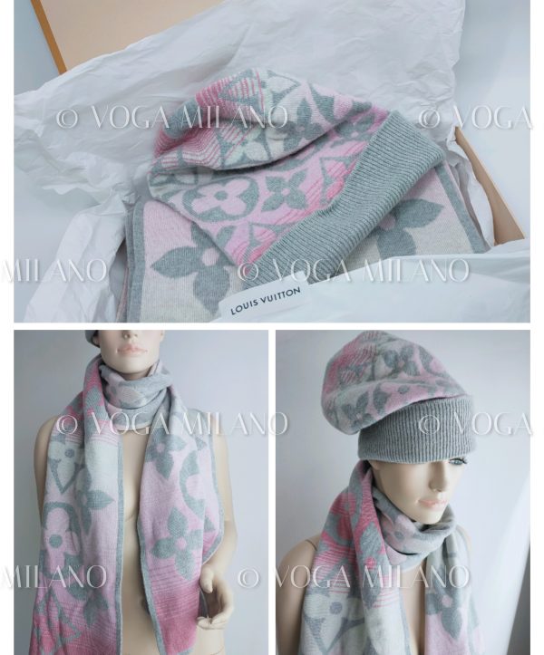 LOUIS VUITTON Sunset Ombre Gradient scarf+beanie set