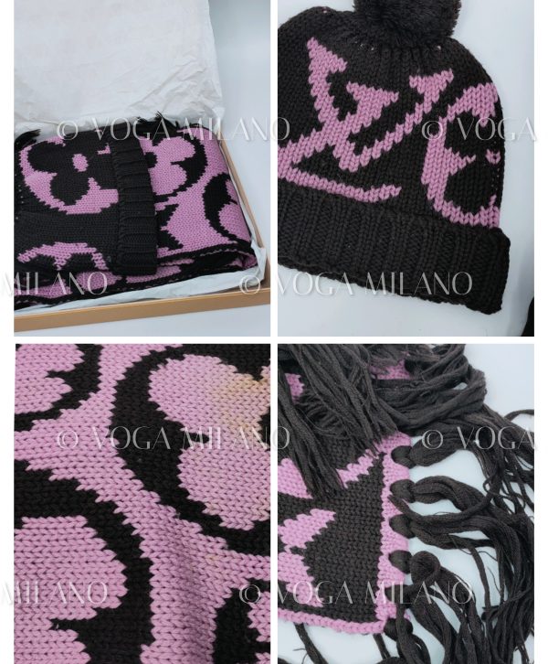 LOUIS VUITTON Fringe Mng Logo scarf+beanie - immagine 5