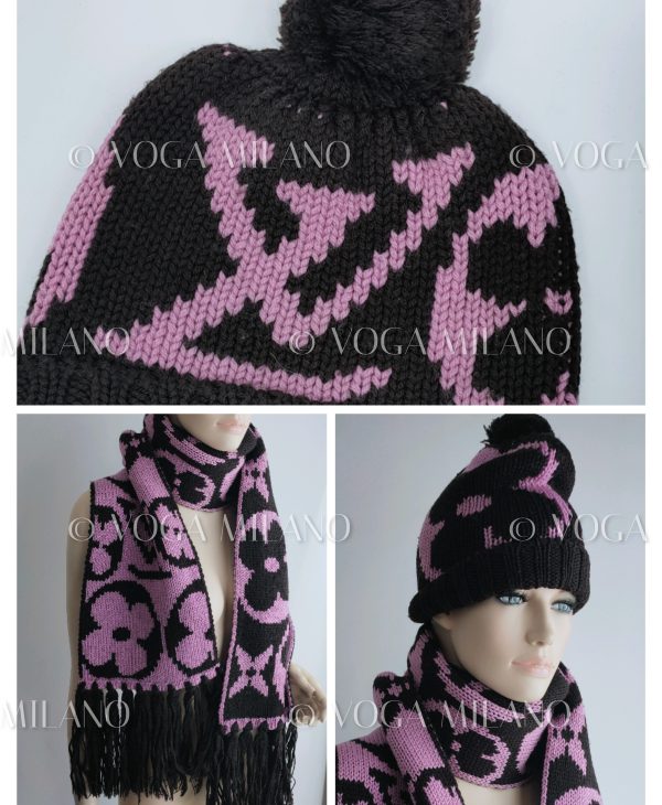 LOUIS VUITTON Fringe Mng Logo scarf+beanie - immagine 4