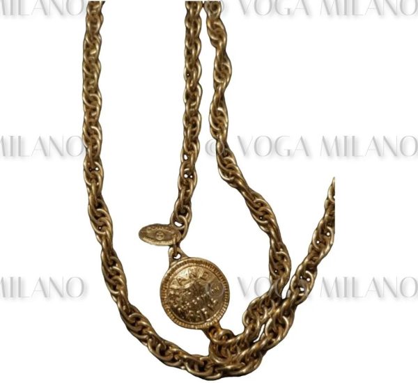 CHANEL 31 Rue Cambon 24kt plated medallion necklace vintage - immagine 2