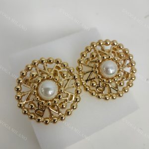 NINA RICCI Paris 24kt gold plated XL logo earrings