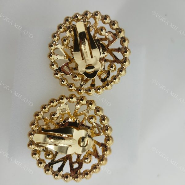 NINA RICCI Paris 24kt gold plated XL logo earrings - immagine 4