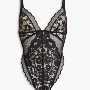 Stella McCartney Midnight Patchwork V lace Bodysuit - S