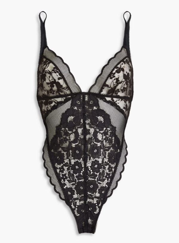 Stella McCartney Midnight Patchwork V lace Bodysuit - S